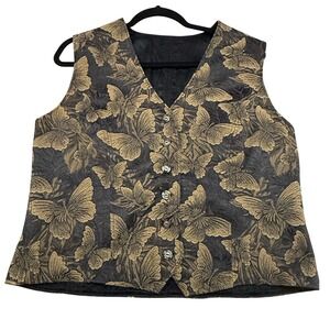 Vintage 90s Tapestry Butterfly Vest Dark Academia Whimsygoth Fairycore Artsy